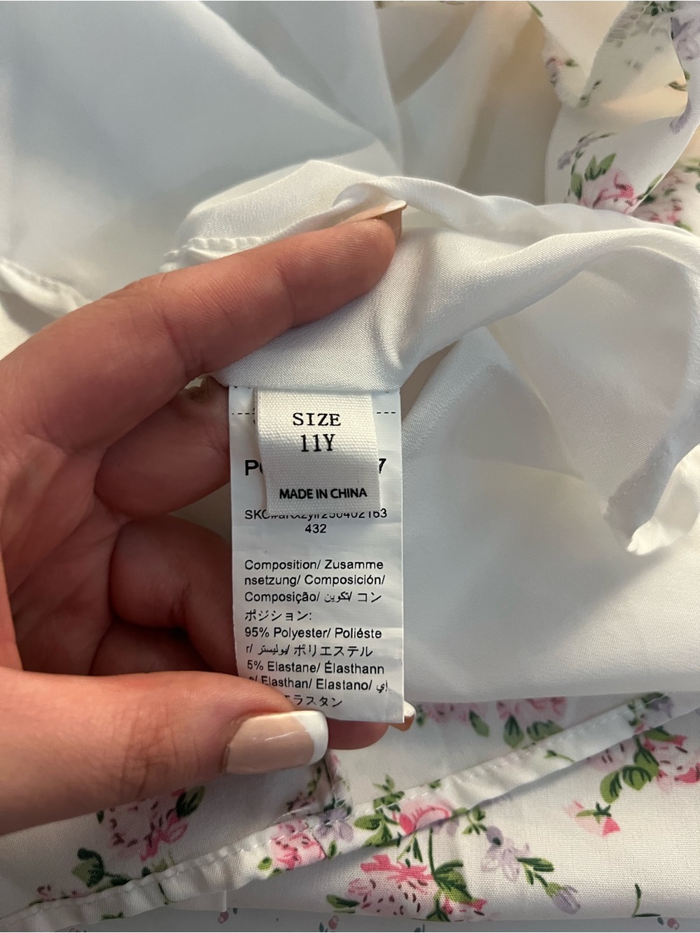 White Floral Coquette Milkmaid Dress Smocked Bow Cottagecore Youth 11Y XS - Picture 5 of 6
